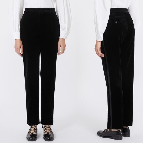 Weekend MaxMara Black Velvet Wide Leg High Waist Trouser Pants‎ Size 6 - Picture 1 of 10
